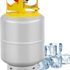 FAHKNS Refrigerant Recovery Tank 50 LB with 1/4 SAE Y-Valve Liquid/Vapor Reclaim Tank AC Freon Recovery Tank Refrigerant Recovery Cylinder Tank Reusable Cylinder Tank Without Float Switch Gray Yellow