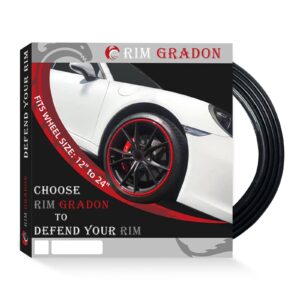 CRYRIMDRAGON 4-Pack Alloy Rim Protector for Car Wheels–Fits 12 to 24 Inch Wheels – No-Scratch Rim Guards for Curb Rash & Scuffs–Adhesive-Free Universal Fit Wheel Edge Protectors（Black