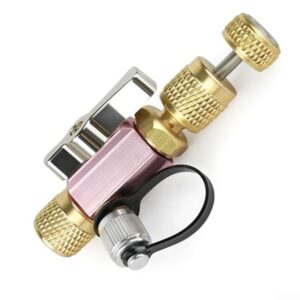 R410A Vacuum Rated Valve Core Removal Tool with 5/16 Female Flare and 1/4 Male Flare for HVAC Professionals Focused on System Recovery and Evacuation