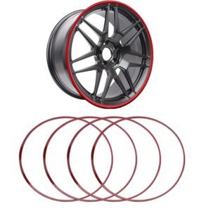 4PCS Car Wheel Rim Protector Ring, 15-22inch Anti-Scratch Edge Protection Decorative Sticker, Self-Adhesive, One-Piece Moulding, for Models with Flat Wheel hub Edges,17in,Red