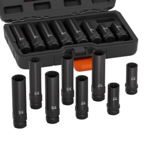 YEKEPRO 8-Piece Spline Lug Nut Removal Tool Kit - Master Key Set for Stripped Frozen Rusted Wheel Locks - Removing 5, 6, 7, 12 Spline & Hex Wheel Locks