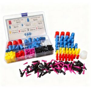 Billion Sky 160 Pcs Silicone Rubber Plugs, 9-Sizes, 1/15" to 1", Suitable for Powder Coating Kits, Electroplating and Hydraulic Port Protection. (160)