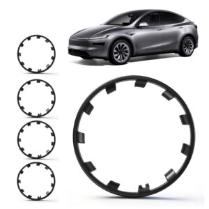 4+1 Spare Set Wheel Rim Protector Hubcaps Fit for Tesla Model Y 21 Inch,Hubcaps Uberturbine Wheels Rim Cover Tire Trim Rings 5PCS Model Y Accessories（Matte Black）