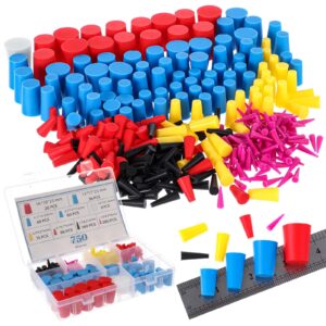 Briwooody 750 Pcs Rubber Plugs 9-Sizes Silicone Tapered Plug Kit 1/15" to 1" Stoppers for Coating, Hole, Painting Protection Silicone Stopper