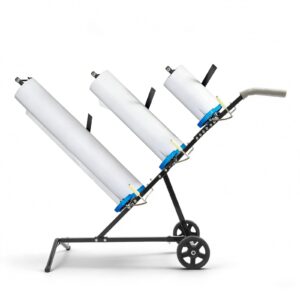 Gelacie Triple Auto Body Masking Machine Masking Paper Machine Holds 12", 24" & 36" Masking Paper Rolls Black Steel+Plastic